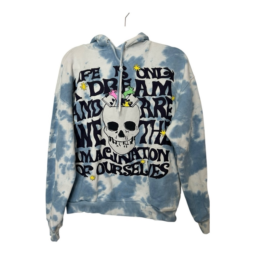 Coney Island Picnic Blue Tie-Dye Skull Hoodie Oversized Small